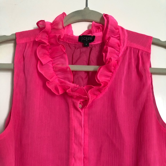 Hot pink J Crew ruffled top (6) - Picture 2 of 3